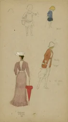 Study of Women with Hats and Child